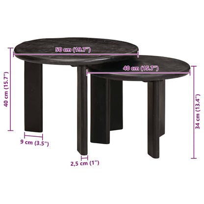 Tavoli da Caffè Nido 2 pcs Bianco Legno di mango massello | homemem39