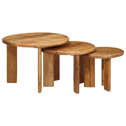 Tavoli da Caffè Nido 3 pcs Marrone Legno di mango massello | homemem39