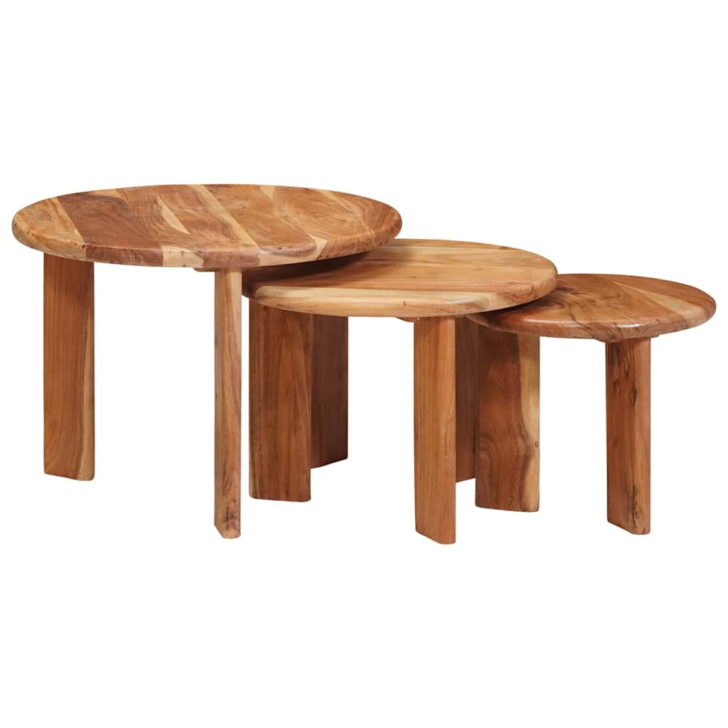 Tavoli da Caffè Nido 3 pcs Marrone Legno di Acacia Massello | homemem39