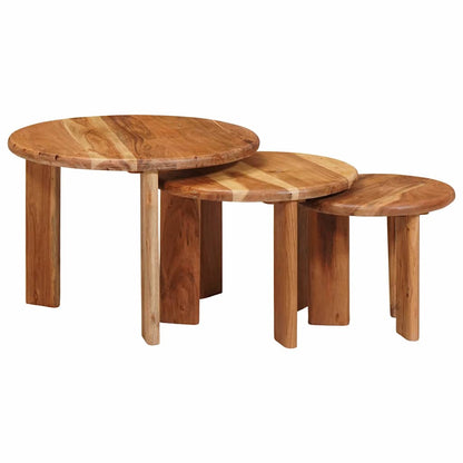 Tavoli da Caffè Nido 3 pcs Marrone Legno di Acacia Massello | homemem39