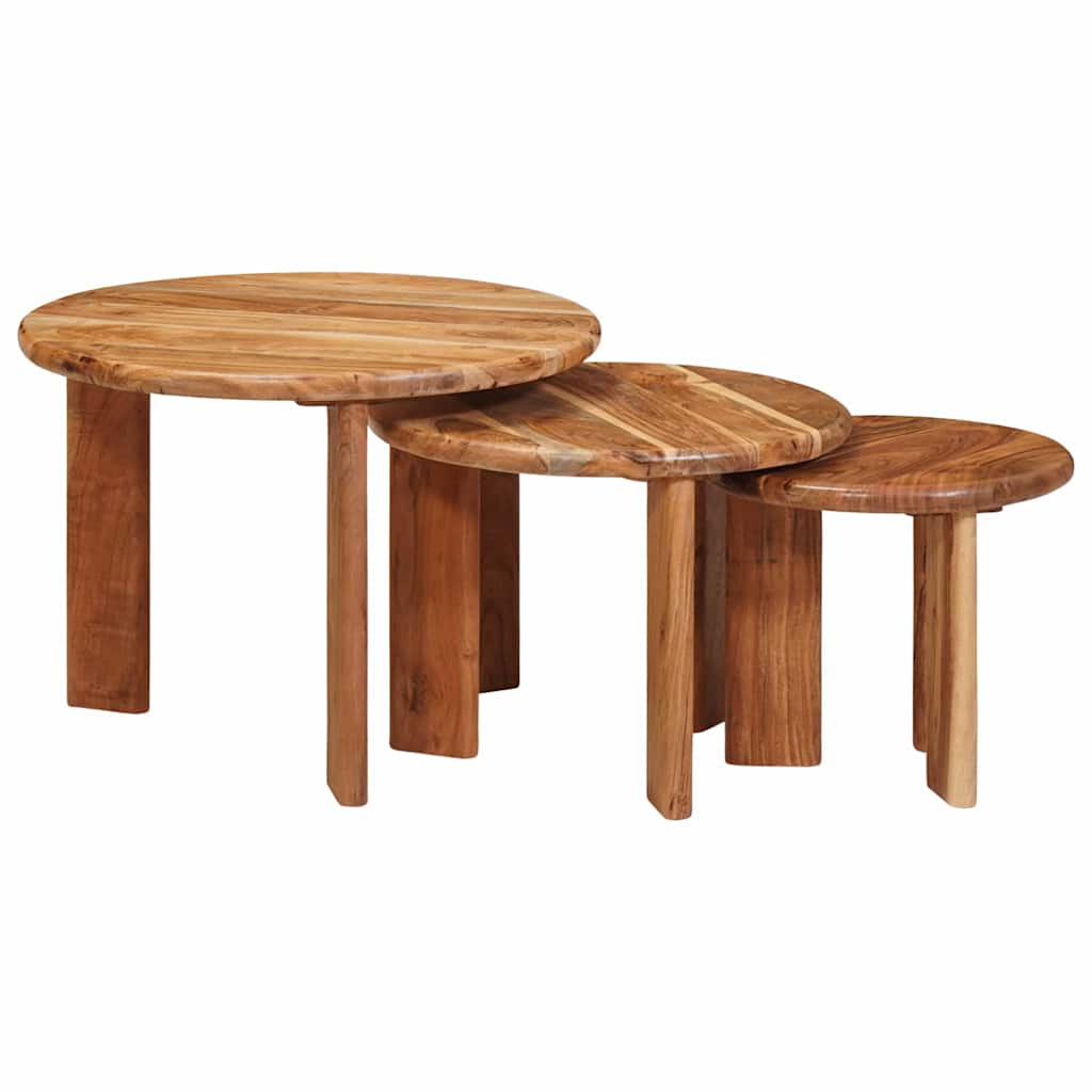 Tavoli da Caffè Nido 3 pcs Marrone Legno di Acacia Massello | homemem39