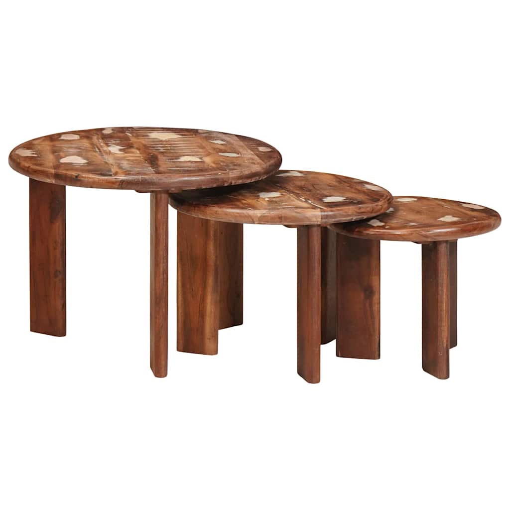 Tavoli da Caffè Nido 3 pcs Multicolore Legno massello riciclato | homemem39
