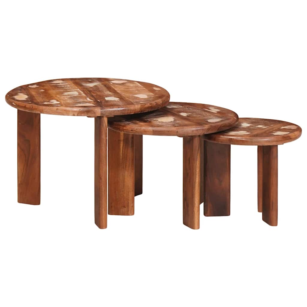 Tavoli da Caffè Nido 3 pcs Multicolore Legno massello riciclato | homemem39