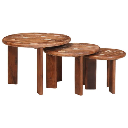 Tavoli da Caffè Nido 3 pcs Multicolore Legno massello riciclato | homemem39