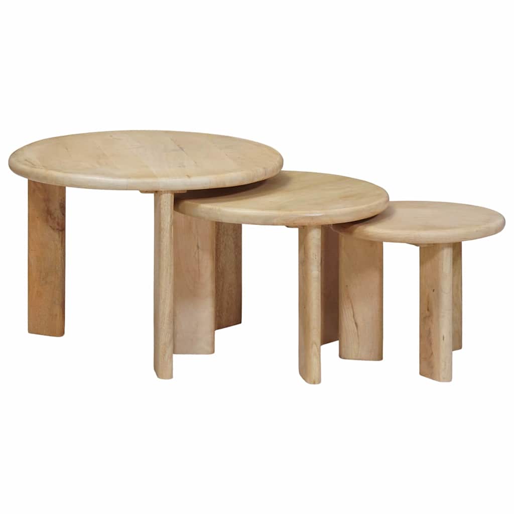 Tavoli da Caffè Nido 3 pcs Nero Legno di mango massello | homemem39