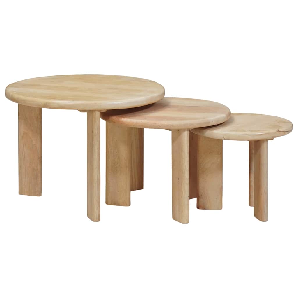 Tavoli da Caffè Nido 3 pcs Nero Legno di mango massello | homemem39