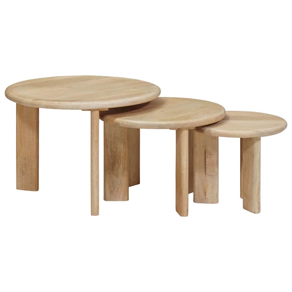 Tavoli da Caffè Nido 3 pcs Nero Legno di mango massello | homemem39