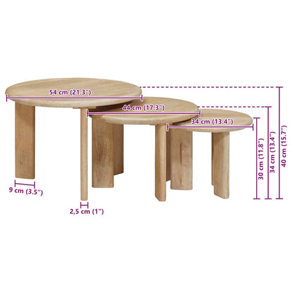Tavoli da Caffè Nido 3 pcs Nero Legno di mango massello | homemem39