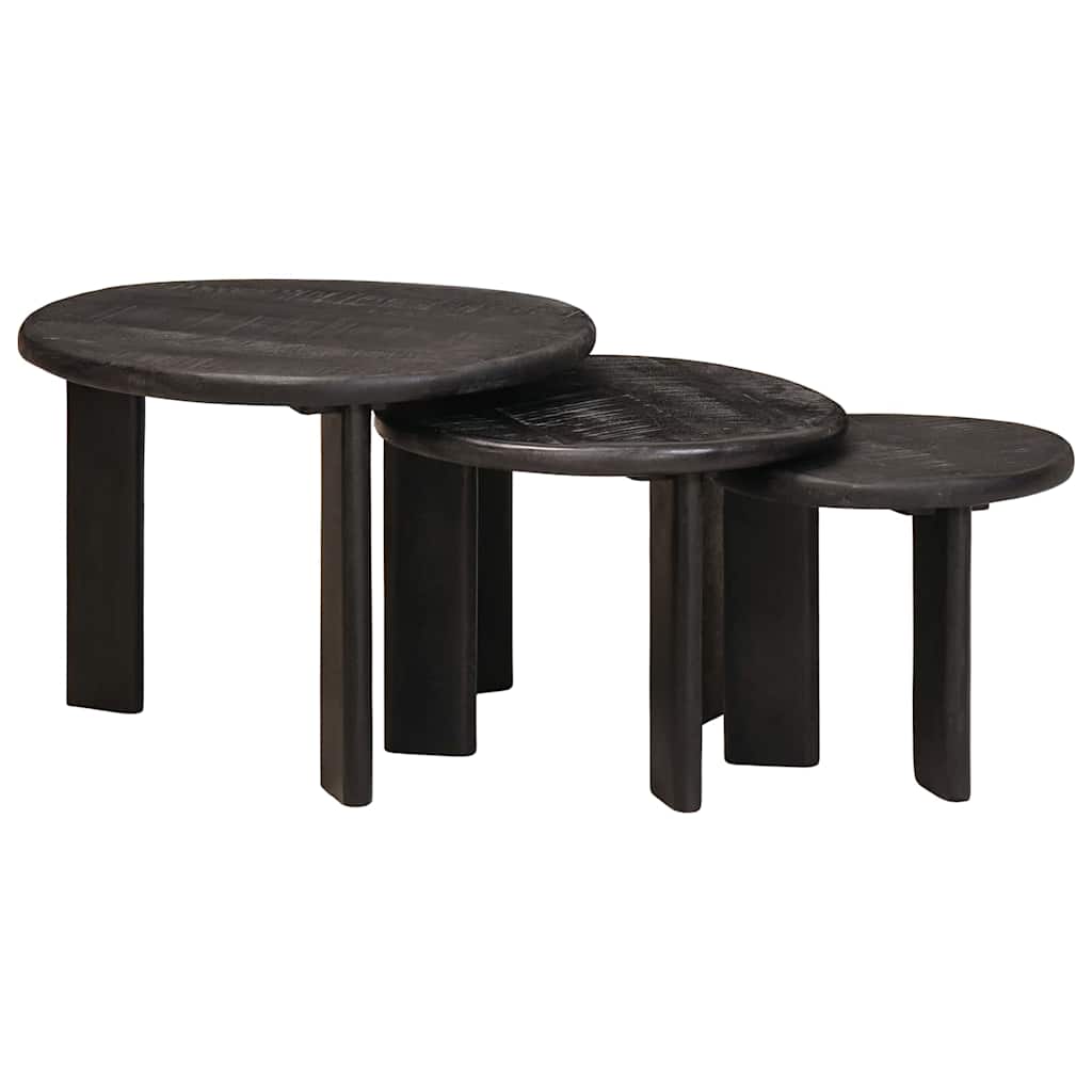 Tavoli da Caffè Nido 3 pcs Bianco Legno di mango massello | homemem39