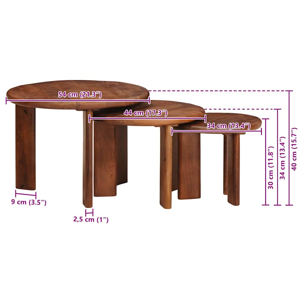 Tavoli da Caffè Nido 3 pcs Legno di mango massello | homemem39