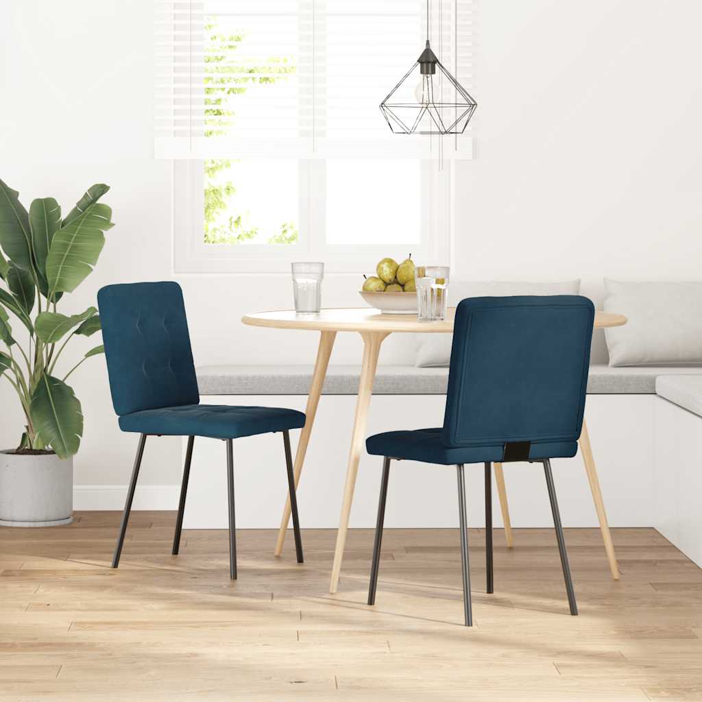Sedie da Pranzo 2 pz Blu in Velluto