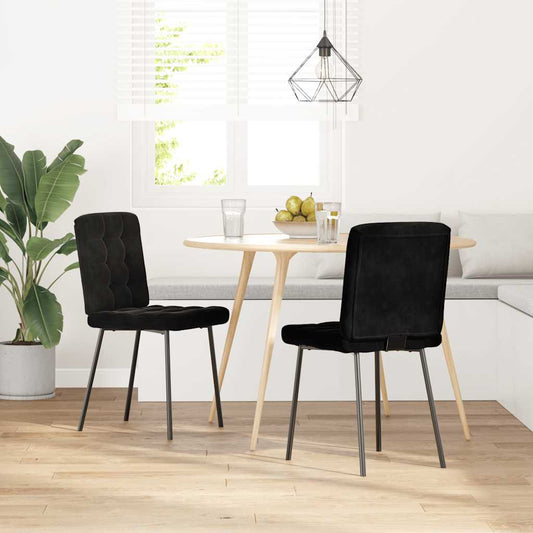 Sedie da Pranzo 2 pz Nere in Velluto | homemem39