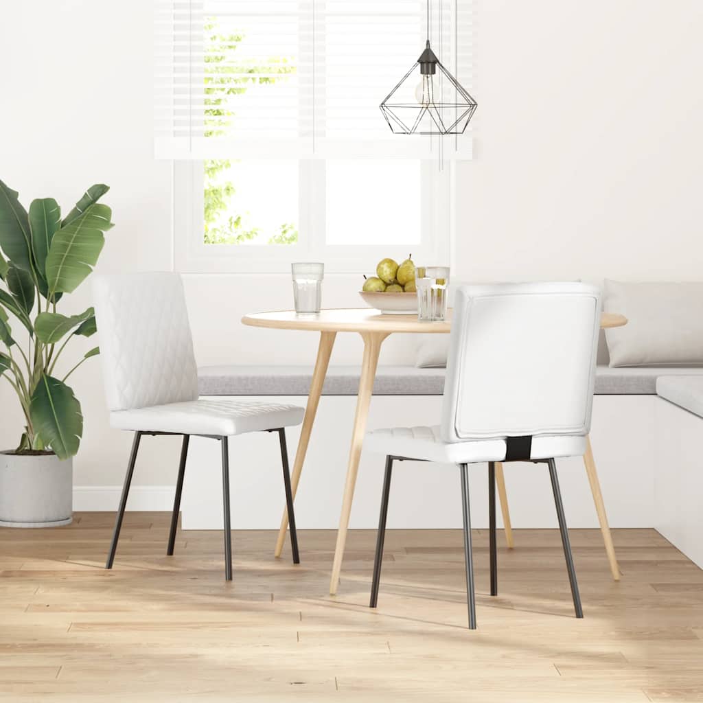 Sedie da Pranzo 2 pz Bianche in Similpelle | homemem39