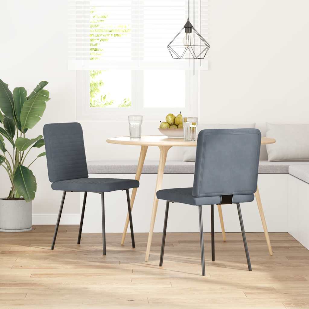 Sedie da Pranzo 2 pz Grigio Scuro in Velluto | homemem39