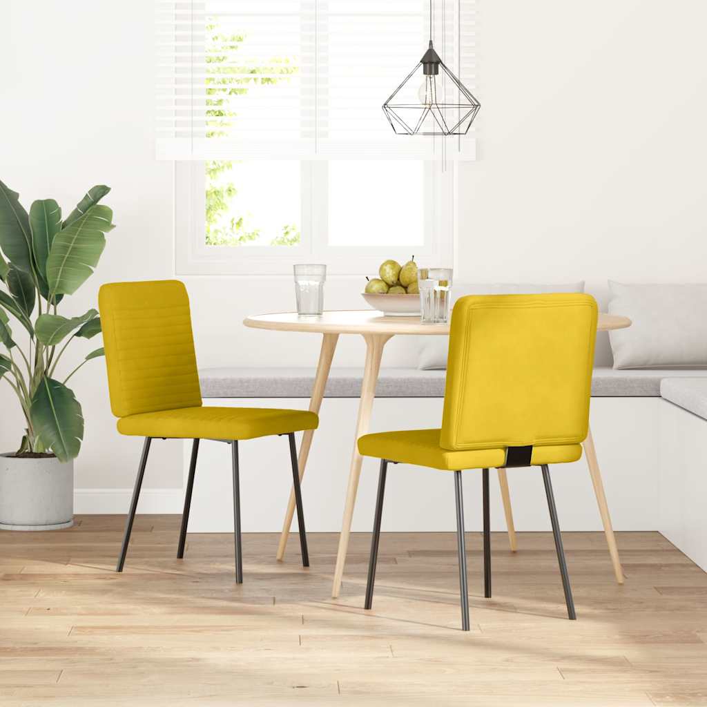 Sedie da Pranzo 2 pz Gialle in Velluto | homemem39