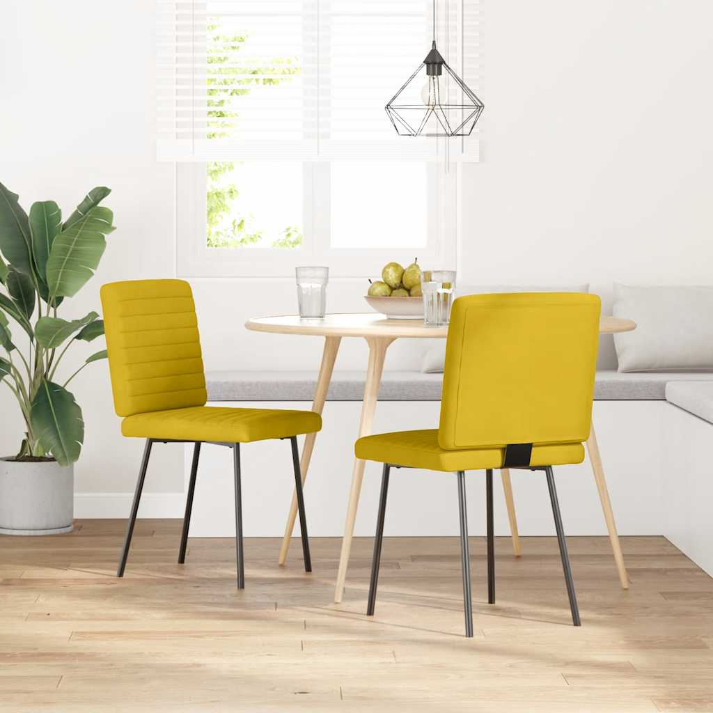 Sedie da Pranzo 2 pz Gialle in Velluto | homemem39