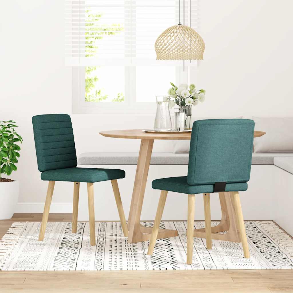 Sedie da Pranzo 2 pz Verde Scuro in Tessuto | homemem39