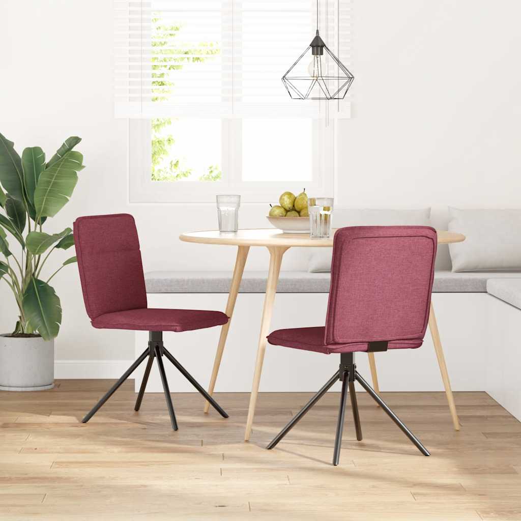 Sedie da Pranzo 2 pz Rosso Vino in Tessuto | homemem39