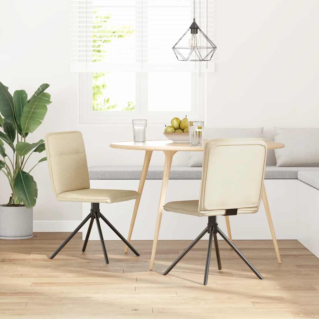 Sedie da Pranzo 2 pz Crema in Tessuto