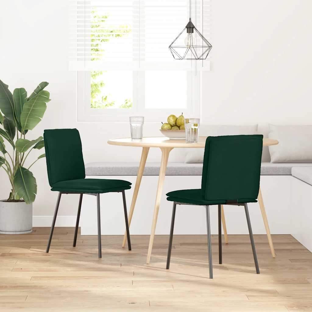 Sedie da Pranzo 2 pz Verde Scuro in Velluto