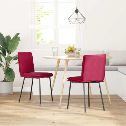 Sedie da Pranzo 2 pz Rosso Vino in Velluto