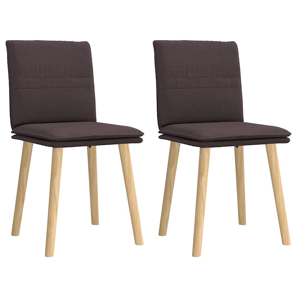 Sedie da Pranzo 2 pz Marrone Scuro in Tessuto