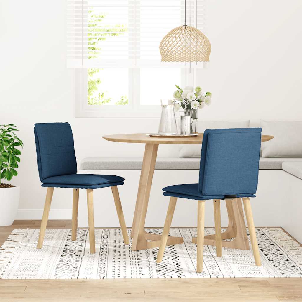 Sedie da Pranzo 2 pz Blu in Tessuto