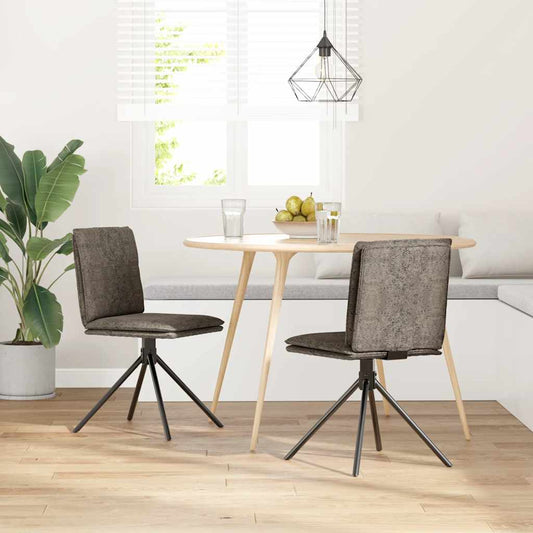 Sedia da Pranzo Grigio Scuro in Similpelle Scamosciata | homemem39
