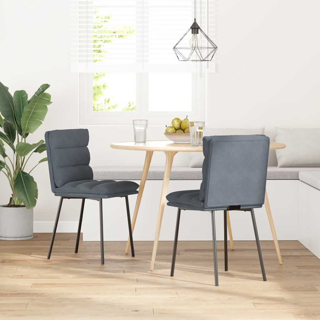 Sedie da Pranzo 2 pz Grigio Scuro in Velluto
