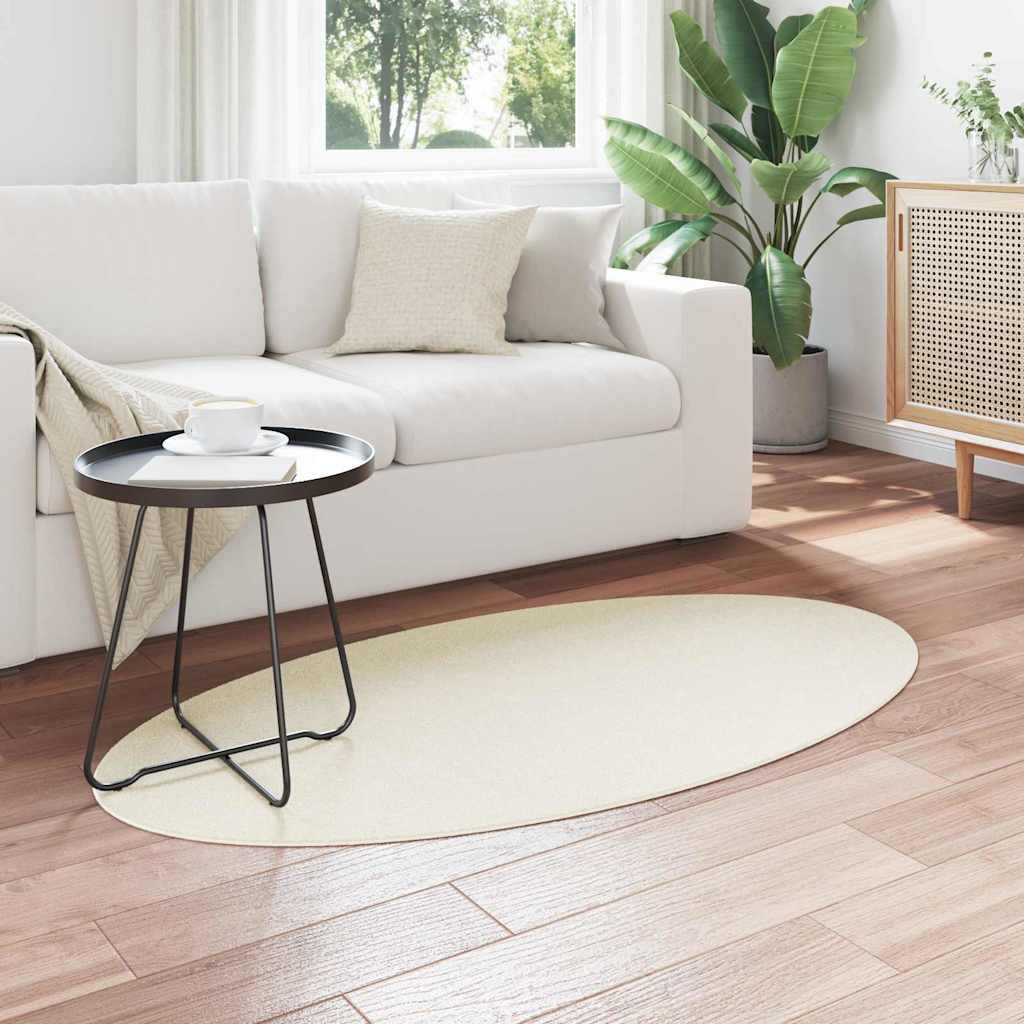 Tappeti per area Ovale HUARTE Crema 80 x 150 cm 100% Poliestere