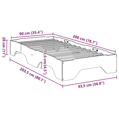 Giroletto senza Materasso impilabile Marrone Cera 90x200 cm