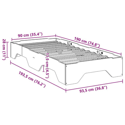 Giroletto senza Materasso Impilabile 90x190 cm Legno Massello