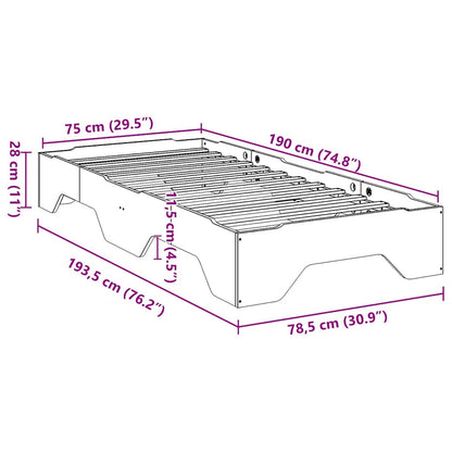 Giroletto senza Materasso Impilabile Bianco 75x190 cm Legno