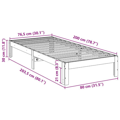 Giroletto senza Materasso 80x200 cm in Legno Massello Pino