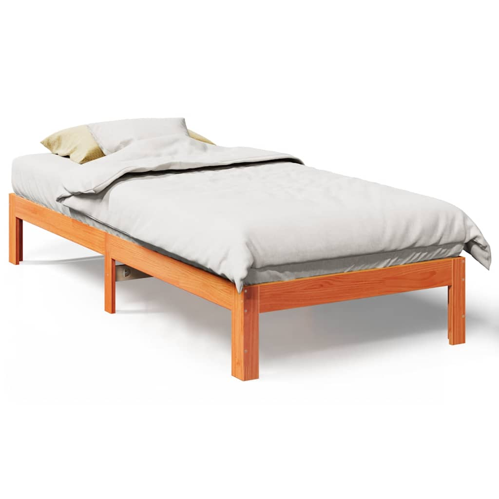 Letto senza Materasso Marrone Cera 80x200 cm Legno di Pino