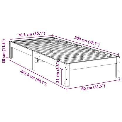 Letto senza Materasso Marrone Cera 80x200 cm Legno di Pino