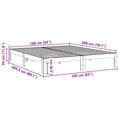 Giroletto senza Materasso 160x200 cm in Legno Massello di Pino