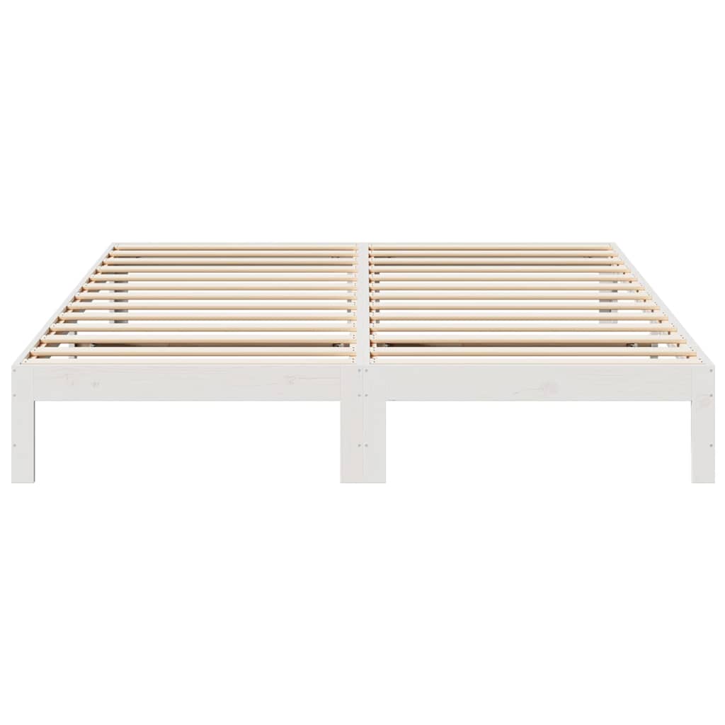 Giroletto senza Materasso Bianco 160x200 cm Legno Massello Pino