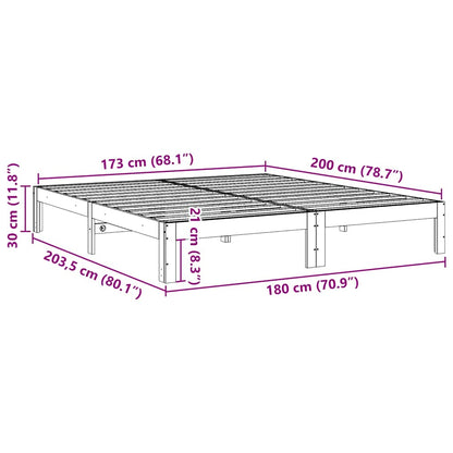 Giroletto senza Materasso Bianco 180x200 cm Legno Massello Pino