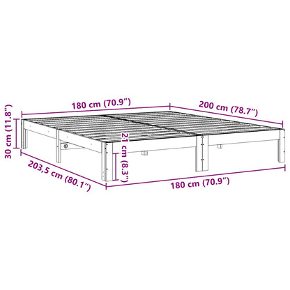 Giroletto senza Materasso Bianco 180x200 cm Legno Massello Pino