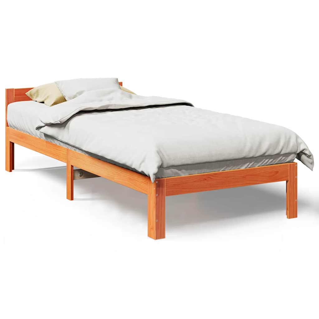 Letto senza Materasso Marrone Cera 80x200 cm Legno di Pino