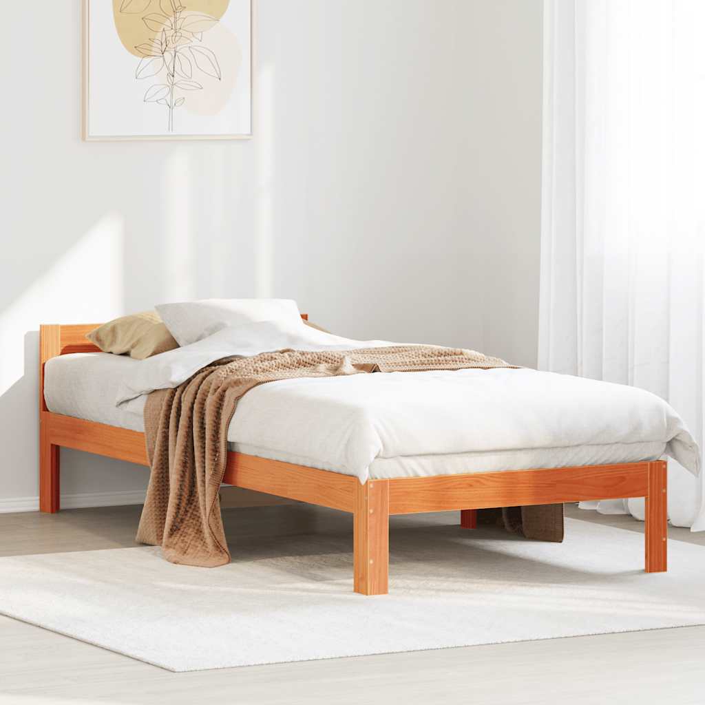 Letto senza Materasso Marrone Cera 80x200 cm Legno di Pino