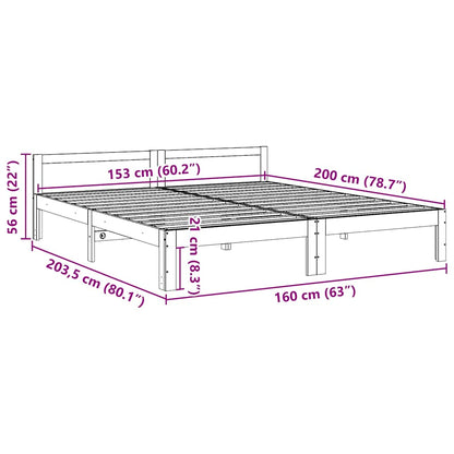 Giroletto senza Materasso Bianco 160x200 cm Legno Massello Pino