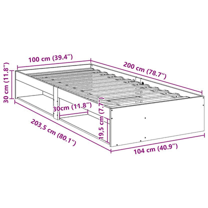 Dormeuse senza Materasso 100x200 cm in Legno Massello di Pino