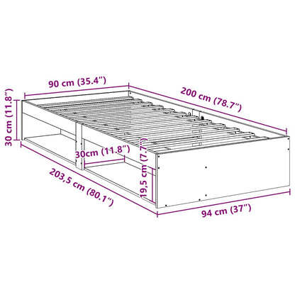 Dormeuse senza Materasso 90x200 cm in Legno Massello di Pino