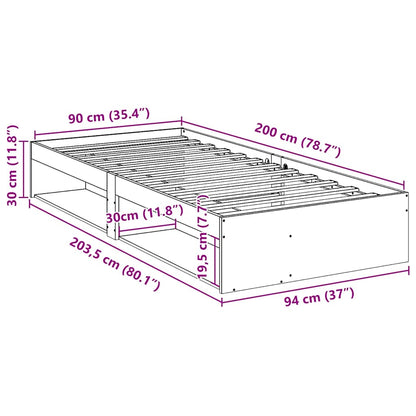 Dormeuse senza Materasso Bianca 90x200 cm Legno Massello Pino