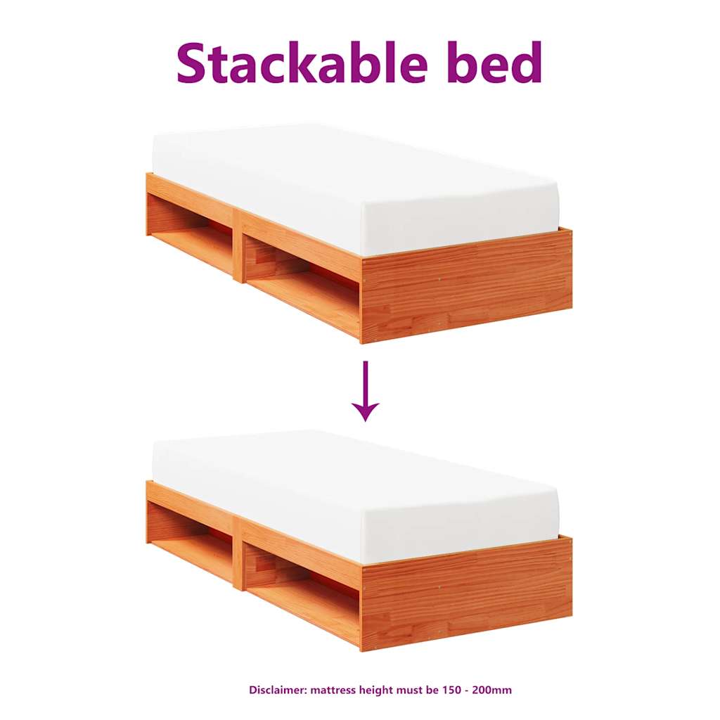 Dormeuse senza Materasso Marrone Cera 90x200 cm Legno di Pino - homemem39