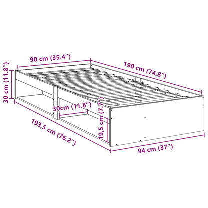 Dormeuse senza Materasso Bianca 90x190 cm Legno Massello Pino