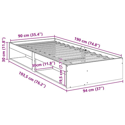 Dormeuse senza Materasso Marrone Cera 90x190 cm Legno di Pino