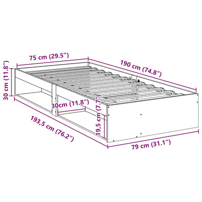 Dormeuse senza Materasso Bianco 75x190 cm in Legno di Pino